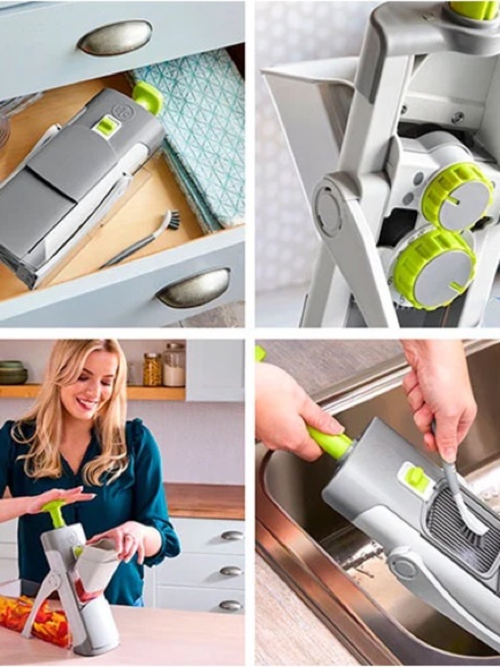Pampered Chef Rapid Prep Spiral Slicer & Mandoline - Lime Green and Gray - Picture 3 of 5